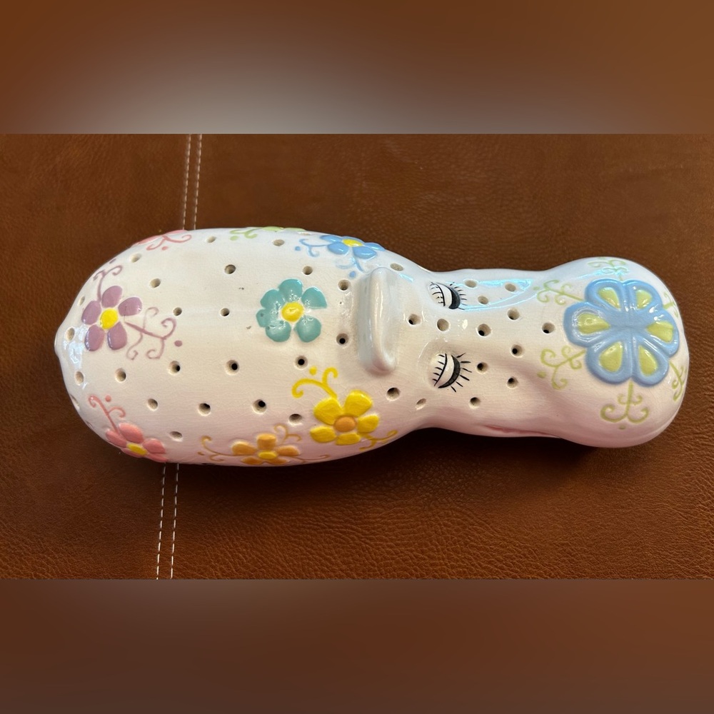 Vintage Floral Ceramic House Hippo